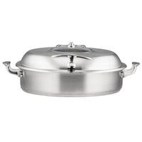 Bon Chef 60032SHL Cucina 9 Qt. Stainless Steel Induction Brazier Pan with Slow Down Hinged Glass Cover