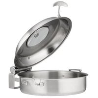 Bon Chef 60032SHL Cucina 9 Qt. Stainless Steel Induction Brazier Pan with Slow Down Hinged Glass Cover
