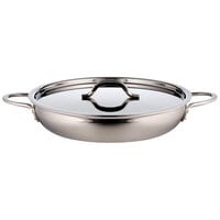 Bon Chef 60306-2TONESS Classic Country French Collection 3 Qt. 4 oz. Stainless Steel Two Tone Saute Pan / Skillet with Cover
