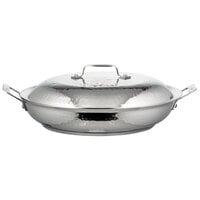 Bon Chef 60006HF Cucina 3.5 Qt. Stainless Steel Induction Hammered Brazier Pan with Cover