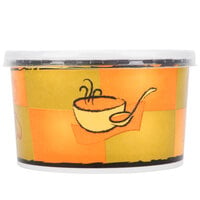 Huhtamaki 70416 16 oz. Streetside Print Double Poly-Paper Squat Soup / Hot Food Cup with Plastic Lid - 250/Case