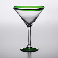 Acopa Tropic 15 oz. Martini Glass with Green Rim and Base - 12/Case