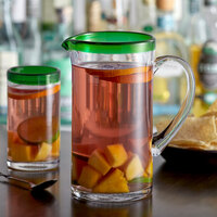 Acopa Tropic 50 oz. Glass Pitcher with Green Rim - 6/Case