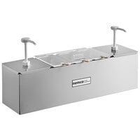 Nemco 88100-CB-1 26 inch Stainless Steel Condiment Bar with Two 3 Qt. Pumps and 6.1 Qt. Condiment Pan