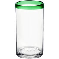 Acopa Tropic 16 oz. Cooler Glass with Green Rim - 12/Case