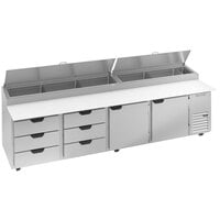 Beverage-Air DPD119HC-6T 119 inch Refrigerated Pizza Prep Table with Two Doors and Six Drawers