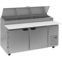 Beverage-Air DP67HC-CL 67" 2 Door Clear Lid Refrigerated Pizza Prep Table
