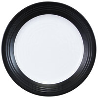 Elite Global Solutions D1098GM-BW Durango Formal 11" Black / White Round Two-Tone Melamine Plate - 6/Case