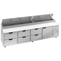 Beverage-Air DPD119HC-6 119 inch Refrigerated Pizza Prep Table with One Door and Six Drawers