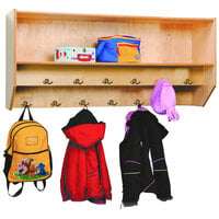 Whitney Brothers WB1056 48 inch Children's Double Row Wall Mount Wood Coat Rack with 12 Double Hooks