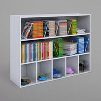 Whitney Brothers WB0660 50 inch x 15 inch x 38 1/2 inch Whitney White Melamine 5 Cubby and 2 Shelf Cabinet
