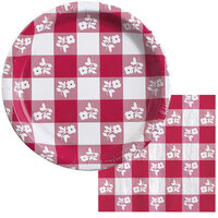 Creative Converting 41188 82 inch Round Red Gingham Plastic Tablecloth - 12/Case