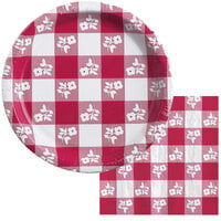 Creative Converting 39188 54 inch x 108 inch Red Gingham Plastic Tablecloth - 12/Case