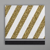 Creative Converting 317535 Black and Gold 2-Ply Beverage Napkin - 192/Case