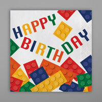 Creative Converting 102051 Block Party "Happy Birthday" 2-Ply Napkin - 192/Case