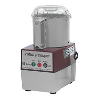 Robot Coupe R2 DICE Combination Food Processor with 3 Qt. Gray Bowl, Continuous Feed & 4 Discs - 2 hp