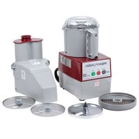 Robot Coupe R2 DICE Combination Food Processor with 3 Qt. Gray Bowl, Continuous Feed & 4 Discs - 2 hp