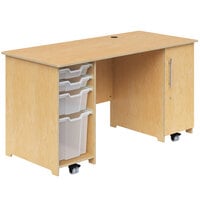 Whitney Brothers WB1809 Mobile Teacher's Desk with Trays and Locking Door - 26" x 57 3/4" x 31"