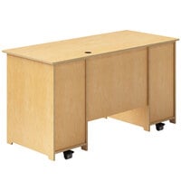 Whitney Brothers WB1809 Mobile Teacher's Desk with Trays and Locking Door - 26 inch x 57 3/4 inch x 31 inch