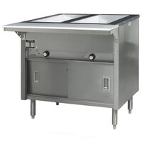 Eagle Group HT2CB-240-3 Spec Master Series Two Pan Open Well Electric Hot Food Table with Sliding Doors - 240V, 3 Phase