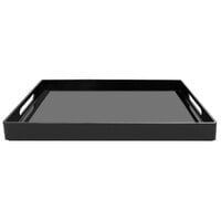 Elite Global Solutions M7162-B 16 inch x 7 inch Black Rectangular Melamine Service Tray with Handles