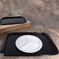 Elite Global Solutions ECO2114T-B 21 1/2 inch x 14 1/2 inch Black Rectangular Bamboo / Melamine Service Tray with Matte Linen Finish