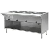 Eagle Group HT4OB-240-3 Spec Master Series Four Pan Open Well Electric Hot Food Table with Open Front - 240V, 3 Phase