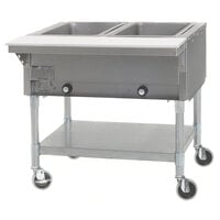Eagle Group PDHT2-240-3 Two Pan Open Well Portable Electric Hot Food Table with Galvanized Open Base - 240V, 3 Phase