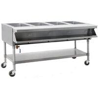 Eagle Group SPHT4-240-3 Four Pan Sealed Well Portable Hot Food Table with Undershelf - 240V, 3 Phase
