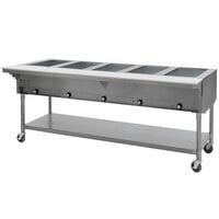 Eagle Group PDHT5-240-3 Five Pan Open Well Portable Electric Hot Food Table with Galvanized Open Base - 240V, 3 Phase