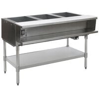 Eagle Group SWT3-208 Three Pan Sealed Well Electric Water Bath Steam Table with Stainless Steel Open Base - 208V