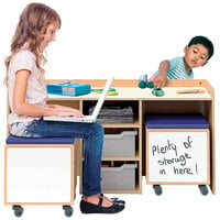 Whitney Brothers WB1679 3-Piece STEM Activity Desk and Mobile Bin Set - 19 1/2 inch x 48 1/2 inch x 24 inch