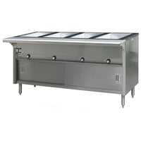 Eagle Group HT4CB-NG Spec Master Series Four Pan Open Well Natural Gas Hot Food Table with Sliding Doors - 14,000 BTU