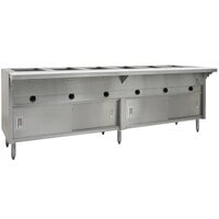 Eagle Group HT6CB-NG Spec Master Series Six Pan Open Well Natural Gas Hot Food Table with Sliding Doors - 21,000 BTU