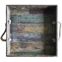 GET WB-1616-RWD Reclaimed Wood Square Serving Tray with Rope Handles