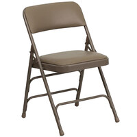 Flash Furniture HA-MC309AV-BGE-GG Beige Metal Folding Chair with 1" Padded Vinyl Seat