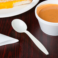 Beige Heavy Weight Plastic Soup Spoon - Pack of 100