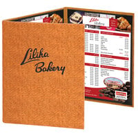Menu Solutions WK130C Water Street Wicker 8 1/2" x 11" Customizable 3 View Continuous Menu Cover