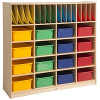 Whitney Brothers WB1564 48 1/2 inch x 14 3/16 inch x 47 13/16 inch Children's Wood Multicolor Classroom Communication and Storage Center