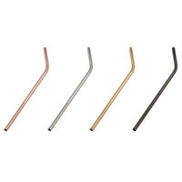 American Metalcraft STWG8 8 inch Gold Stainless Steel Reusable Bent Straw - 12/Pack
