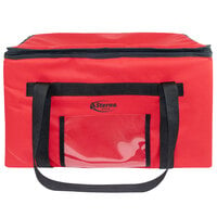 Sterno 71575 SpeedHeat™ Red Leak-Proof Insulated Food Pan Carrier / Catering Delivery Bag, 23" x 15" x 13 1/2" - Holds (6) Half Size Food Pans