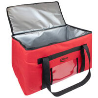 Sterno 71575 SpeedHeat™ Red Leak-Proof Insulated Food Pan Carrier / Catering Delivery Bag, 23 inch x 15 inch x 13 1/2 inch - Holds (6) Half Size Food Pans