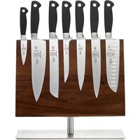 Mercer Culinary M21943 Genesis® 8-Piece Knife Set and Acacia Magnetic Board with Stainless Steel Base