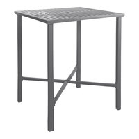 BFM Seating Daytona 32" x 32" Soft Gray Powder-Coated Bar Height Table with Umbrella Hole