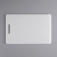 17 inch x 11 inch x 1/2 inch White Polyethylene Cutting Board with Handle