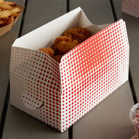 7 inch x 4 1/4 inch x 2 3/4 inch Red Plaid / Dot Take-Out Lunch / Chicken Box with Fast Top - 250/Case