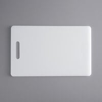 16 inch x 10 inch x 1/2 inch White Polyethylene Cutting Board with Handle