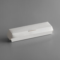 10 1/2 inch x 2 1/2 inch x 2 1/4 inch White Hinged Paper Hot Dog Clamshell Container - 500/Case