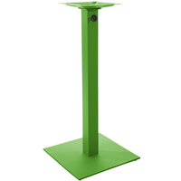 BFM Seating PHTB18SQLMTU Margate Bar Height Outdoor / Indoor 18 inch Lime Square Table Base with Umbrella Hole