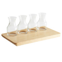 Acopa Natural Wood Flight Tray with 6 oz. Glass Carafes